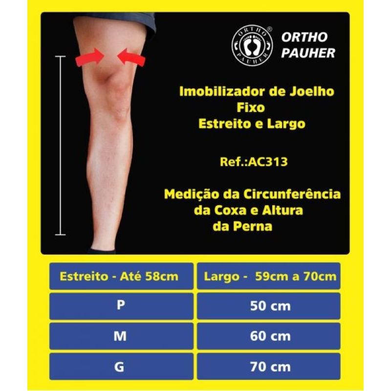 IMOBILIZADOR DE JOELHO FIXO ESTREITO BRACEPAUHER